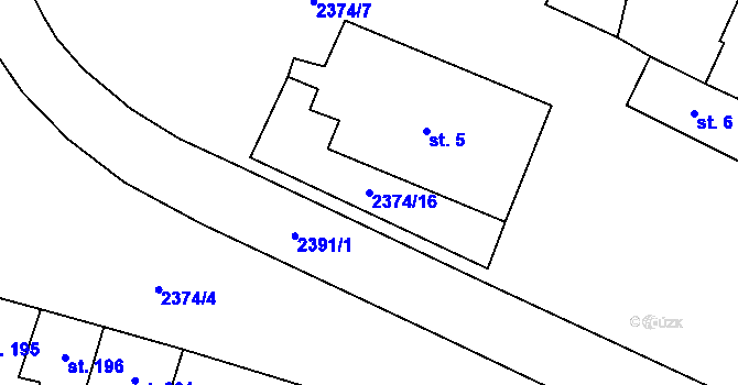 Parcela st. 2374/16 v KÚ Plánice, Katastrální mapa