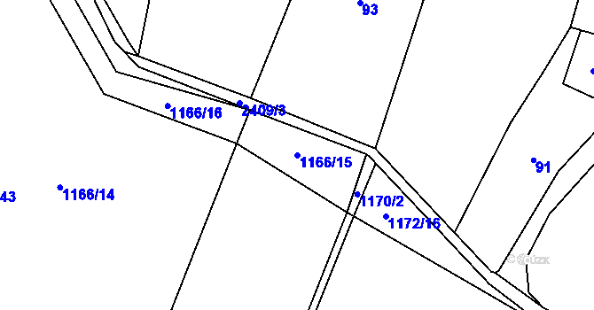 Parcela st. 1166/15 v KÚ Plánice, Katastrální mapa