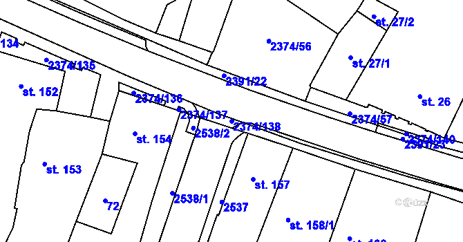 Parcela st. 2374/138 v KÚ Plánice, Katastrální mapa