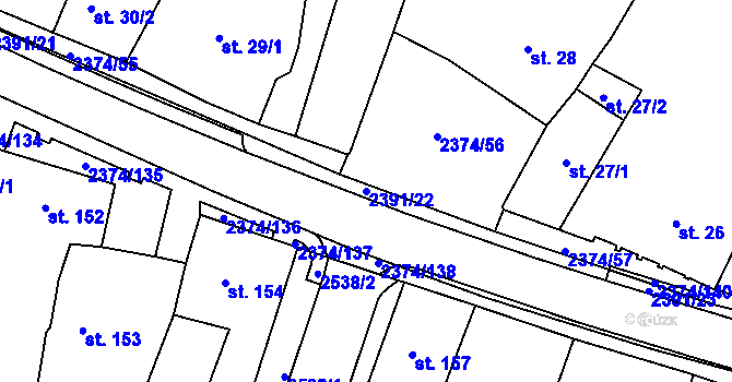 Parcela st. 2391/22 v KÚ Plánice, Katastrální mapa
