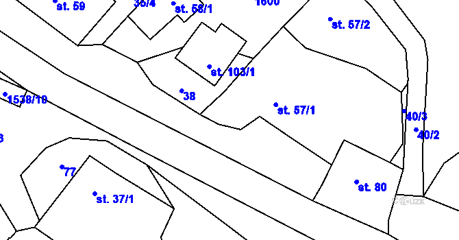 Parcela st. 40/1 v KÚ Zborovy, Katastrální mapa