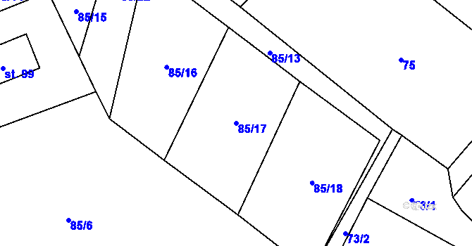 Parcela st. 85/17 v KÚ Zborovy, Katastrální mapa