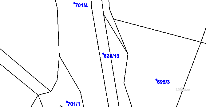 Parcela st. 628/13 v KÚ Zborovy, Katastrální mapa