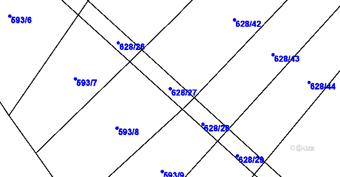 Parcela st. 628/27 v KÚ Zborovy, Katastrální mapa