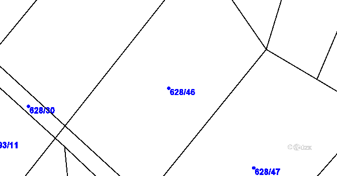 Parcela st. 628/46 v KÚ Zborovy, Katastrální mapa