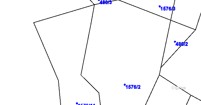 Parcela st. 1576/4 v KÚ Zborovy, Katastrální mapa