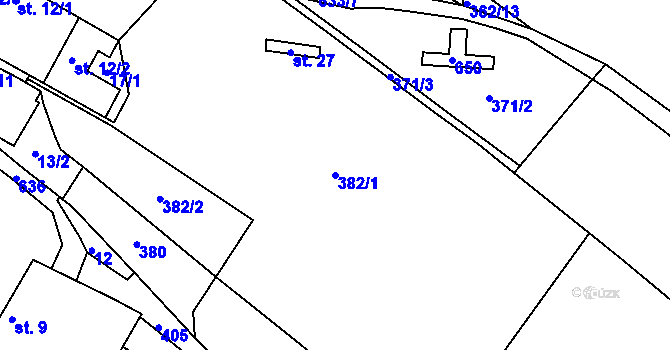 Parcela st. 382/1 v KÚ Plasná, Katastrální mapa