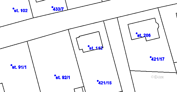 Parcela st. 112 v KÚ Babina, Katastrální mapa