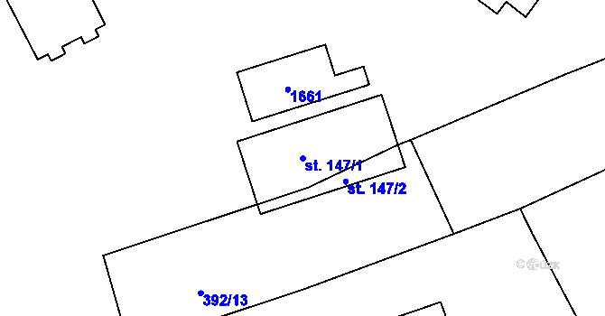 Parcela st. 147/1 v KÚ Babina, Katastrální mapa