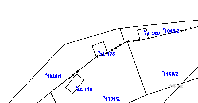 Parcela st. 175 v KÚ Babina, Katastrální mapa