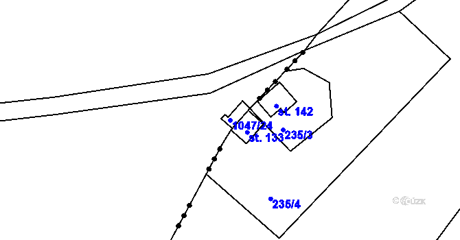 Parcela st. 1047/24 v KÚ Babina, Katastrální mapa