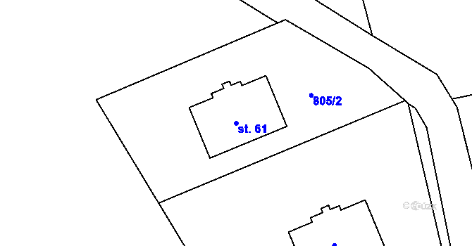 Parcela st. 61 v KÚ Lomnička u Plas, Katastrální mapa