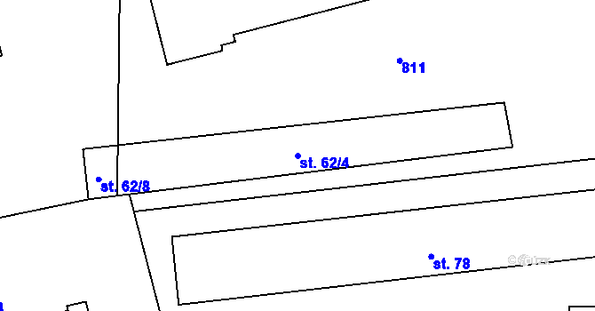 Parcela st. 62/4 v KÚ Lomnička u Plas, Katastrální mapa