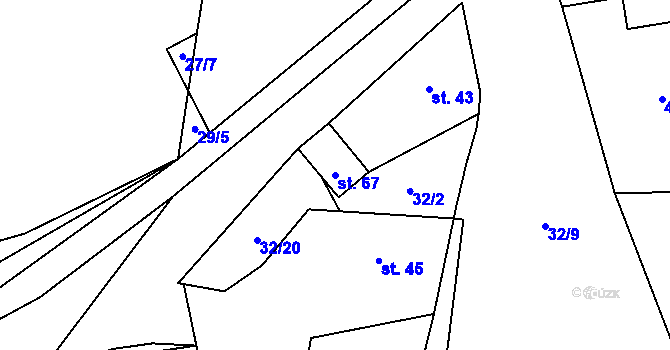 Parcela st. 67 v KÚ Lomnička u Plas, Katastrální mapa