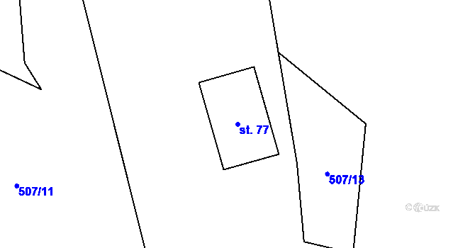 Parcela st. 77 v KÚ Lomnička u Plas, Katastrální mapa