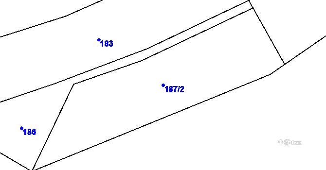 Parcela st. 187/2 v KÚ Lomnička u Plas, Katastrální mapa