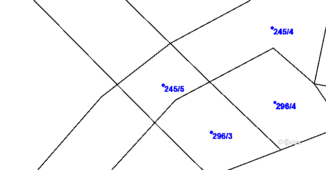 Parcela st. 245/5 v KÚ Lomnička u Plas, Katastrální mapa