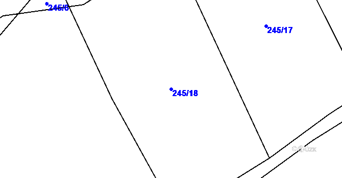 Parcela st. 245/18 v KÚ Lomnička u Plas, Katastrální mapa