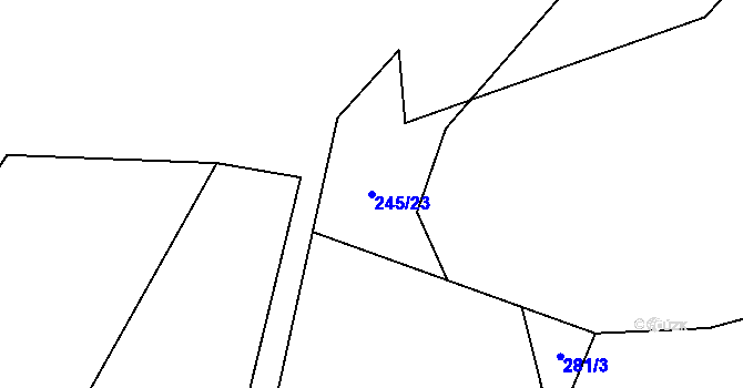 Parcela st. 245/23 v KÚ Lomnička u Plas, Katastrální mapa