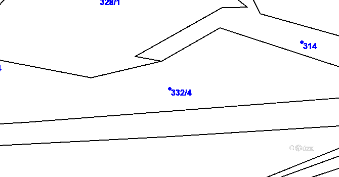 Parcela st. 332/4 v KÚ Lomnička u Plas, Katastrální mapa
