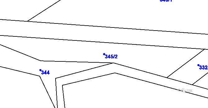 Parcela st. 345/2 v KÚ Lomnička u Plas, Katastrální mapa