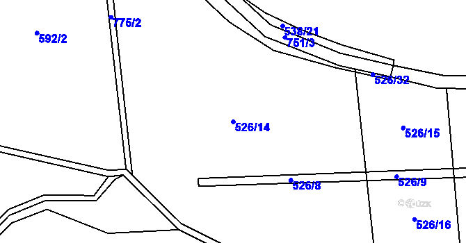 Parcela st. 526/14 v KÚ Lomnička u Plas, Katastrální mapa