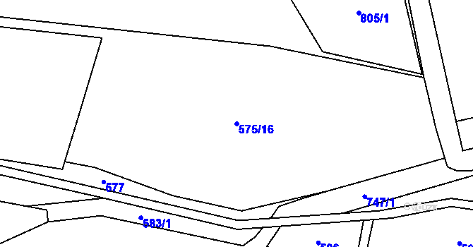 Parcela st. 575/16 v KÚ Lomnička u Plas, Katastrální mapa