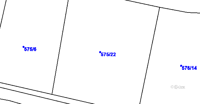 Parcela st. 575/22 v KÚ Lomnička u Plas, Katastrální mapa