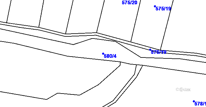 Parcela st. 580/4 v KÚ Lomnička u Plas, Katastrální mapa