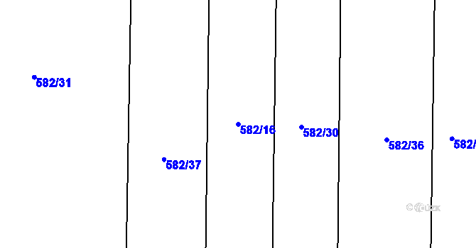 Parcela st. 582/16 v KÚ Lomnička u Plas, Katastrální mapa