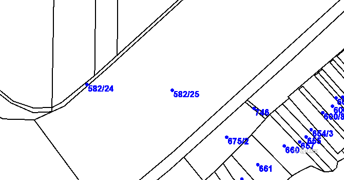 Parcela st. 582/25 v KÚ Lomnička u Plas, Katastrální mapa