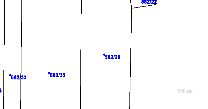 Parcela st. 582/28 v KÚ Lomnička u Plas, Katastrální mapa