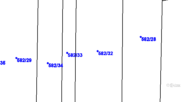 Parcela st. 582/32 v KÚ Lomnička u Plas, Katastrální mapa