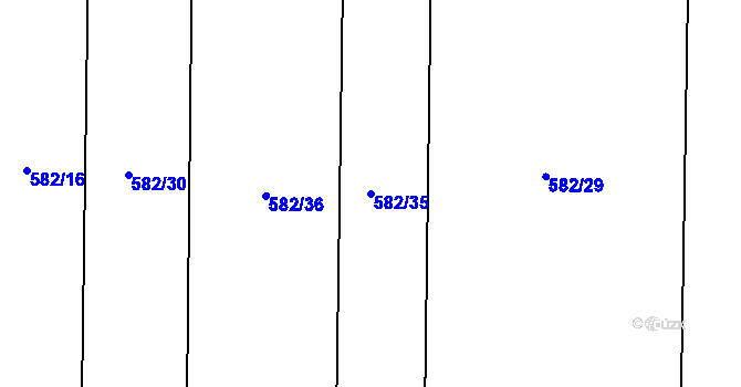 Parcela st. 582/35 v KÚ Lomnička u Plas, Katastrální mapa