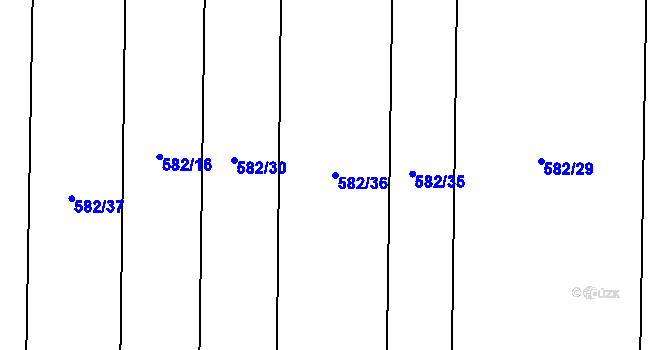 Parcela st. 582/36 v KÚ Lomnička u Plas, Katastrální mapa