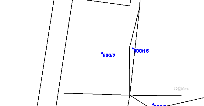 Parcela st. 600/2 v KÚ Lomnička u Plas, Katastrální mapa