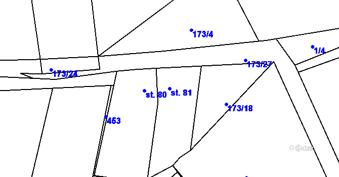 Parcela st. 81 v KÚ Nebřeziny, Katastrální mapa