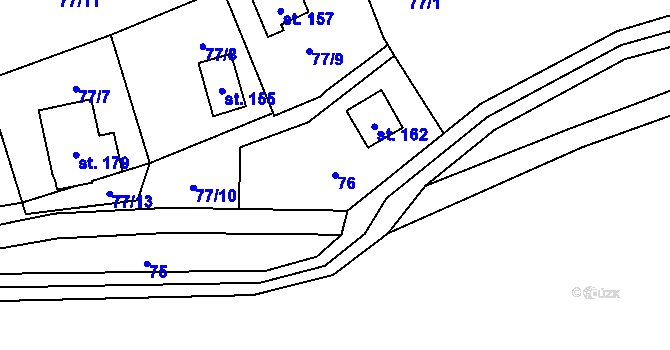Parcela st. 76 v KÚ Nebřeziny, Katastrální mapa