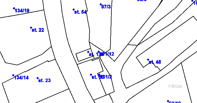 Parcela st. 101/12 v KÚ Nebřeziny, Katastrální mapa