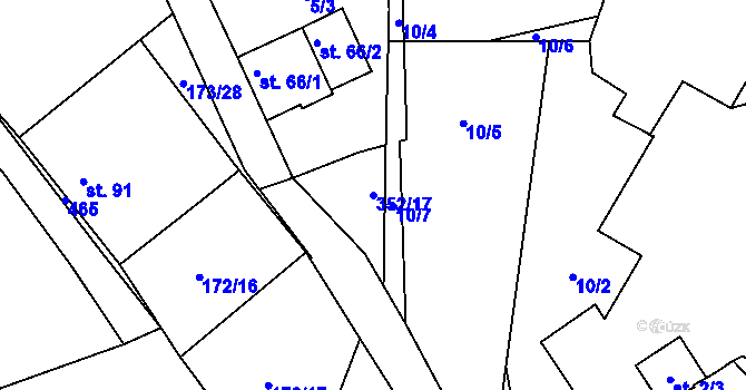 Parcela st. 352/17 v KÚ Nebřeziny, Katastrální mapa