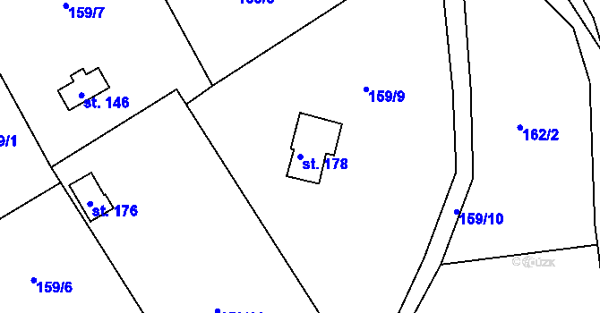 Parcela st. 178 v KÚ Nebřeziny, Katastrální mapa