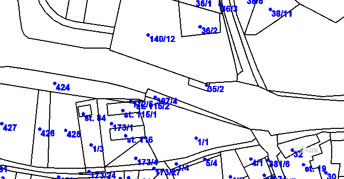 Parcela st. 387/6 v KÚ Nebřeziny, Katastrální mapa