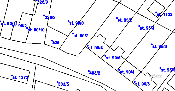 Parcela st. 90/6 v KÚ Plasy, Katastrální mapa