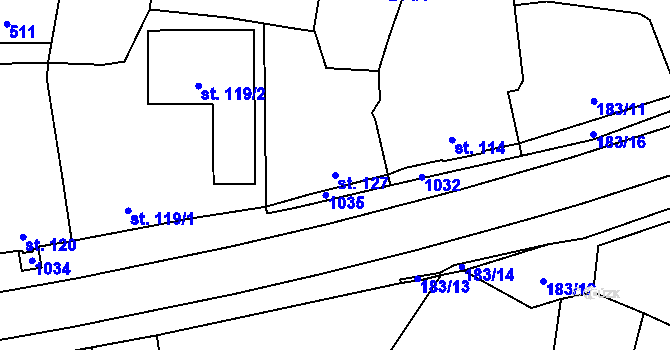 Parcela st. 127 v KÚ Plasy, Katastrální mapa