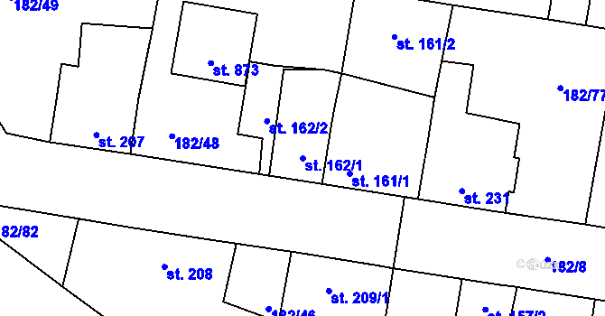 Parcela st. 162/1 v KÚ Plasy, Katastrální mapa
