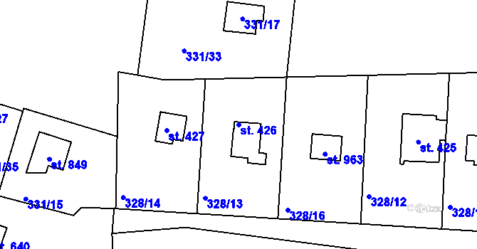 Parcela st. 426 v KÚ Plasy, Katastrální mapa