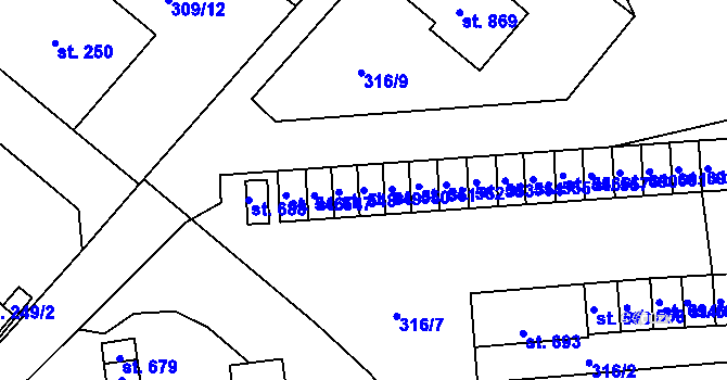 Parcela st. 549 v KÚ Plasy, Katastrální mapa