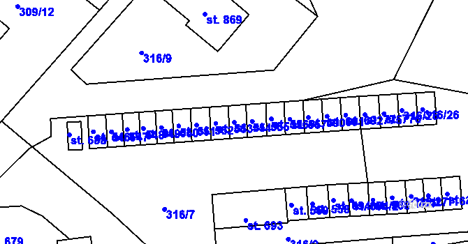 Parcela st. 554 v KÚ Plasy, Katastrální mapa