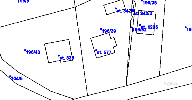 Parcela st. 577 v KÚ Plasy, Katastrální mapa