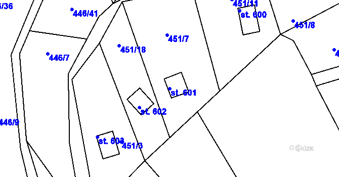 Parcela st. 601 v KÚ Plasy, Katastrální mapa